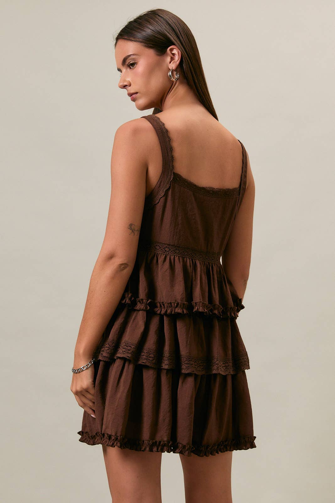 Chocolate Lace & Ruffle Dress