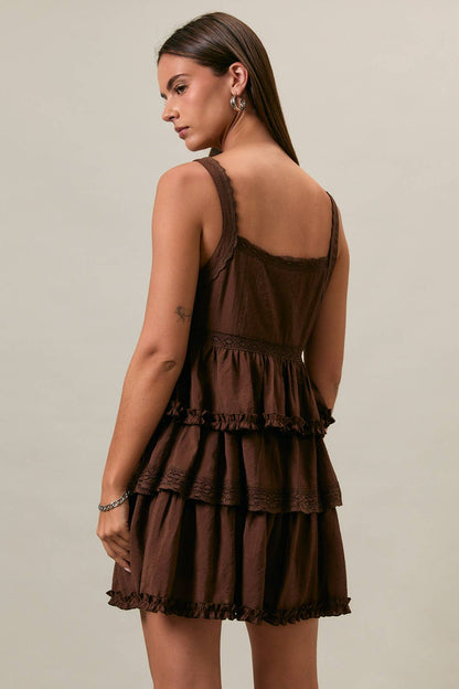 Chocolate Lace & Ruffle Dress