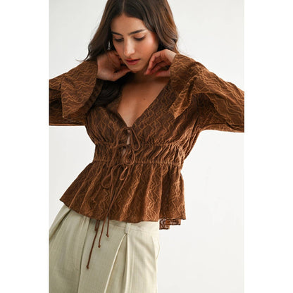 Midtown Textured Lace-Up Top