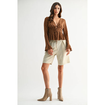 Midtown Textured Lace-Up Top